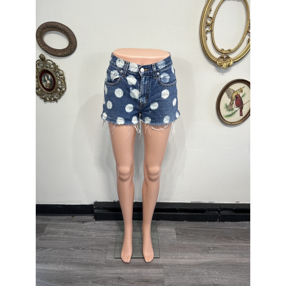 Levi's 569 Loose Straight Polka Dot Bleach Wash Denim Shorts Size 10